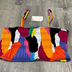A New Day Multi Color Cropped Tank Spaghetti Strap Crop Top Size Large TS1